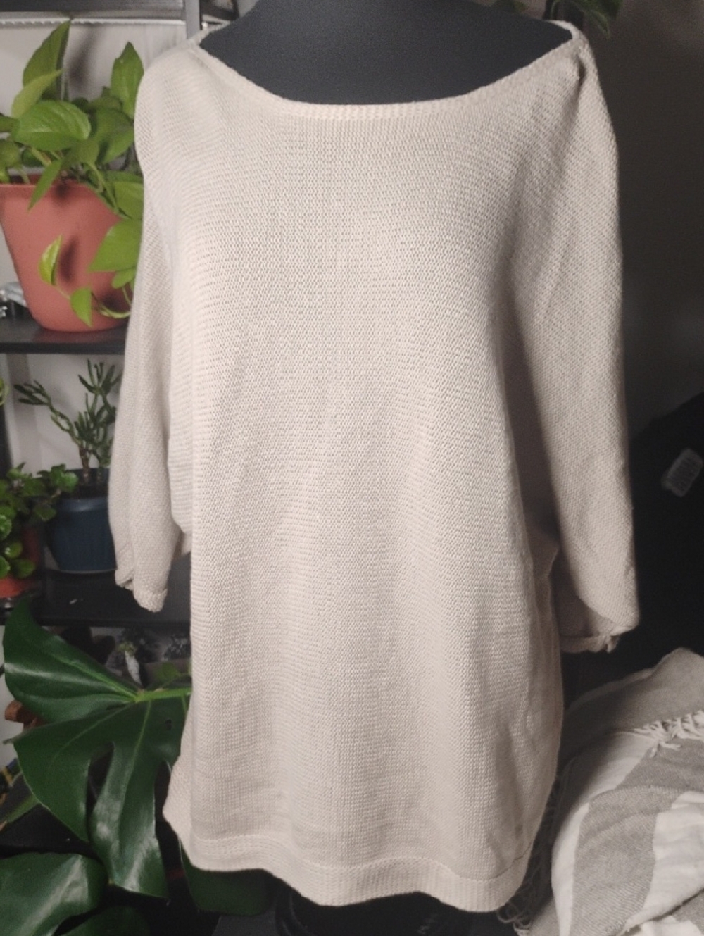 H&M Off-the-Shoulder Knit Sweater Dress in Light Cream